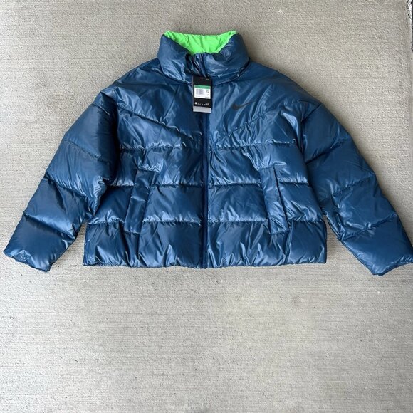 Nike Sportswear Down Puffer Jacket Blue Green Women’s XL Warm Winter Coat - Picture 1 of 6